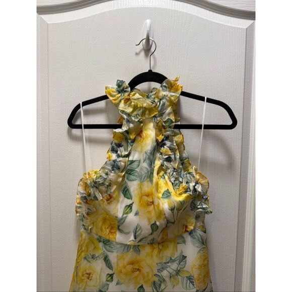 Sonya Moda Ajloon Vintage Maxi Dress in Yellow Wedding Guest Summer size S NWT - Picture 4 of 6